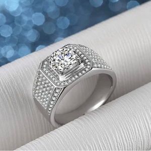 Men’s GRA certified moissanite men’s ring 1 ct 925 silver